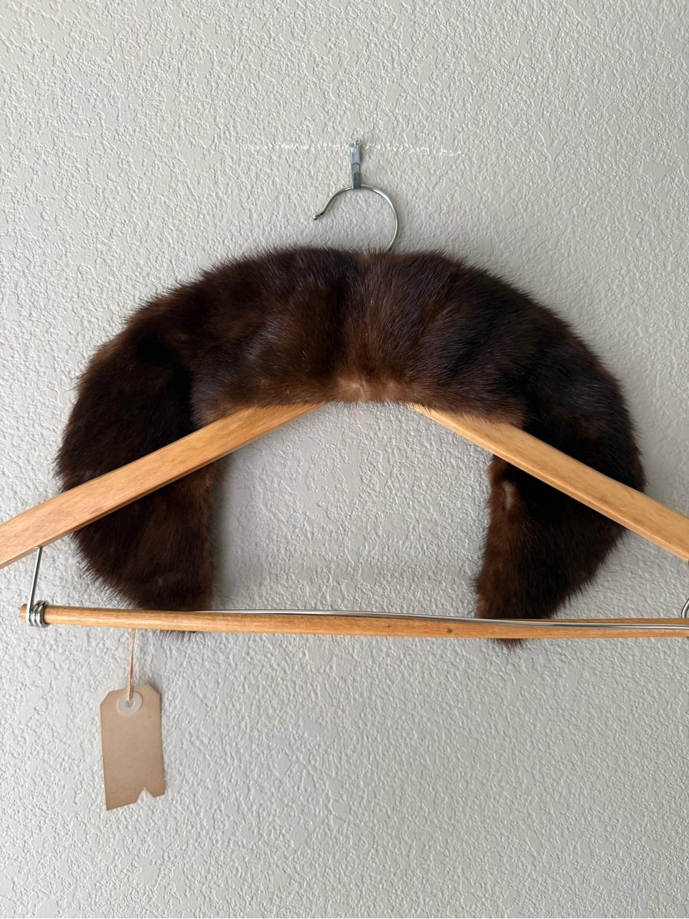 Vintage Brown Mink Fur Collar with Red Lining